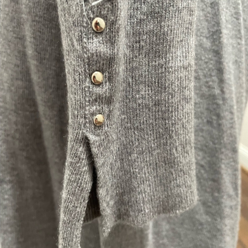 Gray Fringe Open Cardigan Sweater Coat - Picture 4 of 5